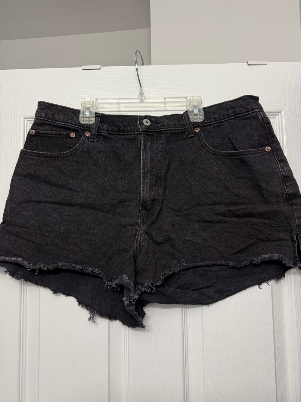 Abercrombie & Fitch Curve Love 33-16 Black Raw-Hem Denim Shorts